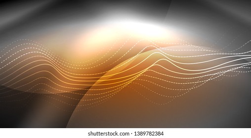 Neon lines shiny glowing background, vector futuristic techno template