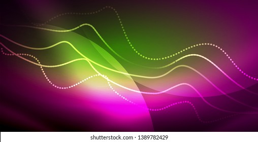 Neon lines shiny glowing background, vector futuristic techno template