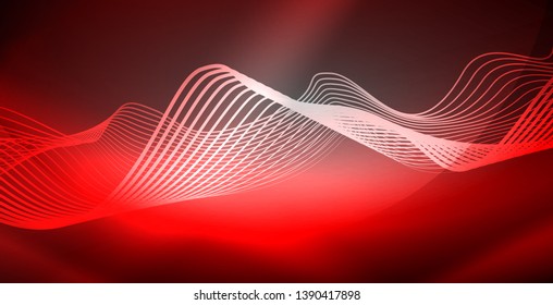 Líneas de neón fondo brillante, plantilla de tecnología vector futurista