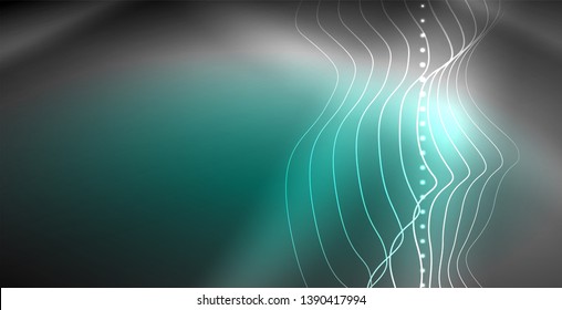 Neon lines shiny glowing background, vector futuristic techno template