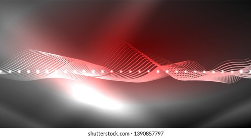 Líneas de neón fondo brillante, plantilla de tecnología vector futurista