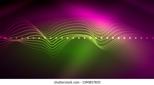 Líneas de neón fondo brillante, plantilla de tecnología vector futurista
