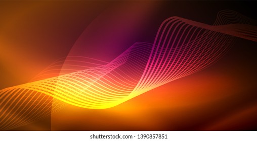 Líneas de neón fondo brillante, plantilla de tecnología vector futurista