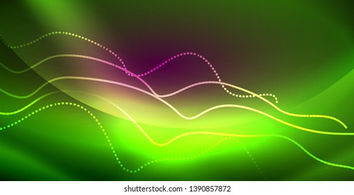 Neon lines shiny glowing background, vector futuristic techno template