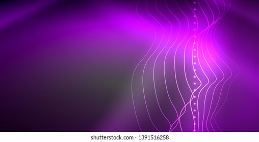 Neon lines shiny glowing background, vector futuristic techno template