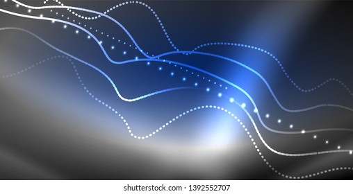 Neon lines shiny glowing background, vector futuristic techno template