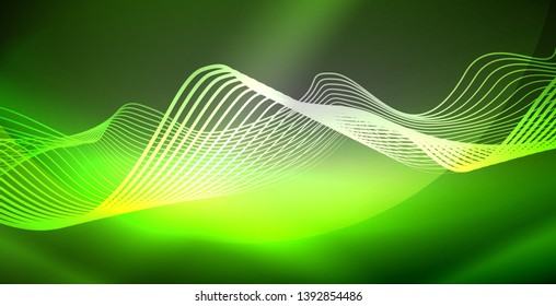 Neon lines shiny glowing background, vector futuristic techno template
