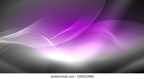 Neon lines shiny glowing background, vector futuristic techno template