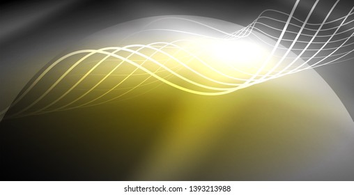 Neon lines shiny glowing background, vector futuristic techno template