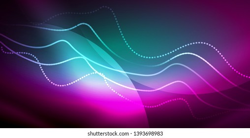 Neon lines shiny glowing background, vector futuristic techno template