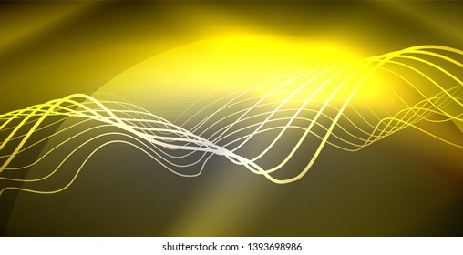 Líneas de neón fondo brillante, plantilla de tecnología vector futurista