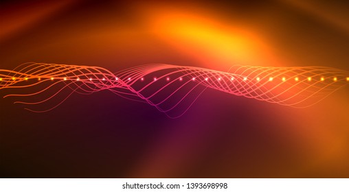 Neon lines shiny glowing background, vector futuristic techno template