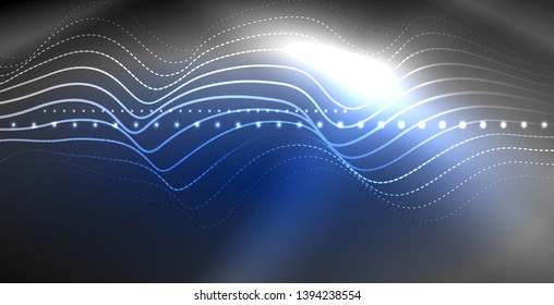 Neon lines shiny glowing background, vector futuristic techno template