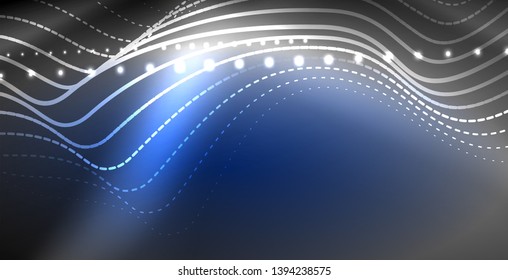 Neon lines shiny glowing background, vector futuristic techno template