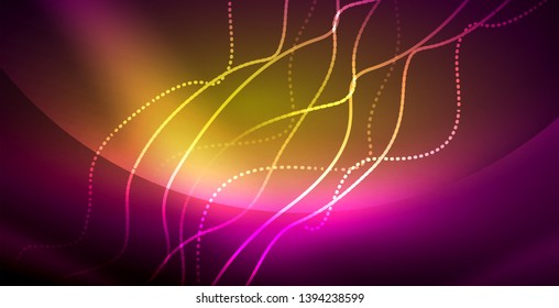 Neon lines shiny glowing background, vector futuristic techno template