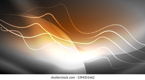 Neon lines shiny glowing background, vector futuristic techno template