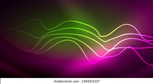 Neon lines shiny glowing background, vector futuristic techno template