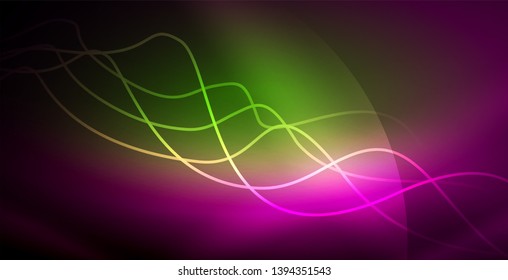 Neon lines shiny glowing background, vector futuristic techno template