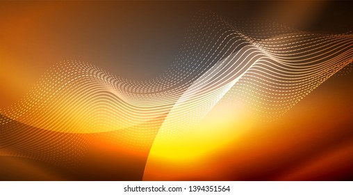 Neon lines shiny glowing background, vector futuristic techno template
