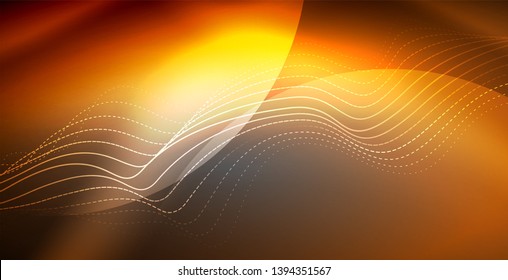 Neon lines shiny glowing background, vector futuristic techno template