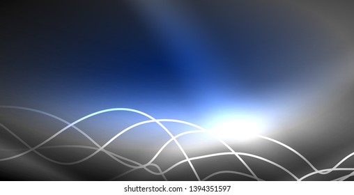 Neon lines shiny glowing background, vector futuristic techno template