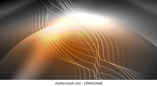 Neon lines shiny glowing background, vector futuristic techno template
