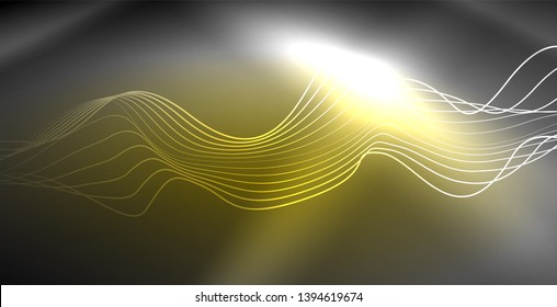 Líneas de neón fondo brillante, plantilla de tecnología vector futurista