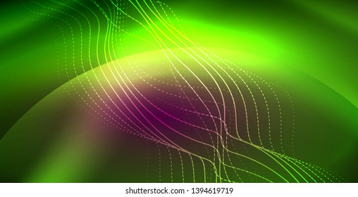 Neon lines shiny glowing background, vector futuristic techno template