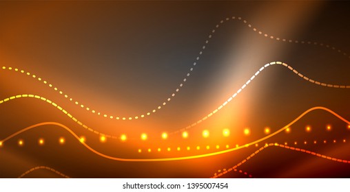 Neon lines shiny glowing background, vector futuristic techno template