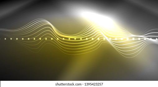 Neon lines shiny glowing background, vector futuristic techno template