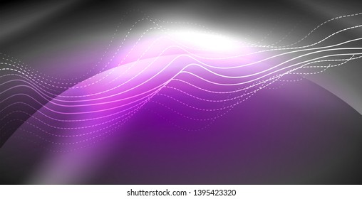 Neon lines shiny glowing background, vector futuristic techno template