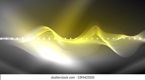 Líneas de neón fondo brillante, plantilla de tecnología vector futurista