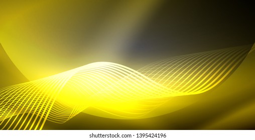 Líneas de neón fondo brillante, plantilla de tecnología vector futurista