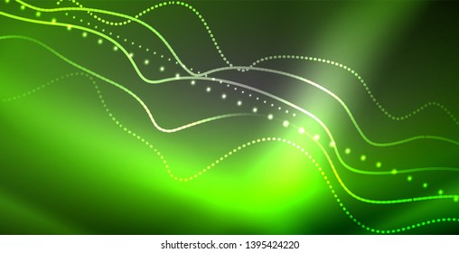 Neonlinien, glänzender Hintergrund, Vektorfuturistische Techno-Vorlage