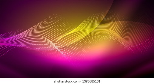 Líneas de neón fondo brillante, plantilla de tecnología vector futurista