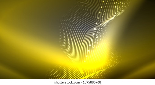 Neon lines shiny glowing background, vector futuristic techno template