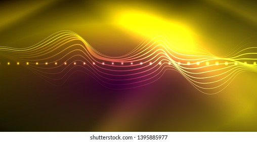 Neon lines shiny glowing background, vector futuristic techno template