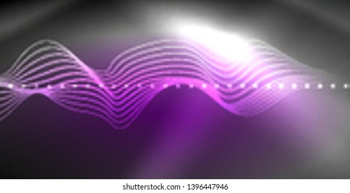 Líneas de neón fondo brillante, plantilla de tecnología vector futurista