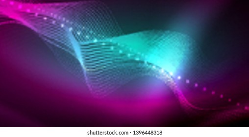 Neon lines shiny glowing background, vector futuristic techno template