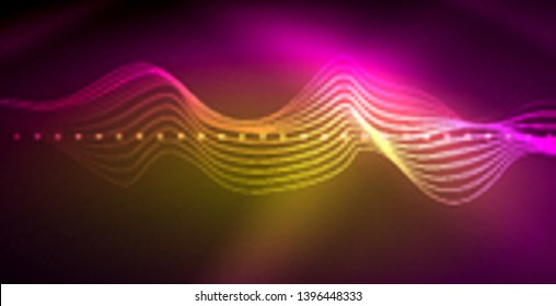 Neon lines shiny glowing background, vector futuristic techno template