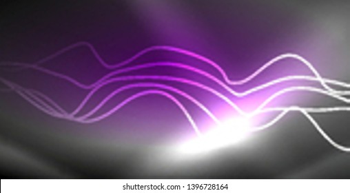Neon lines shiny glowing background, vector futuristic techno template
