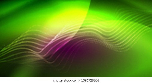 Neon lines shiny glowing background, vector futuristic techno template
