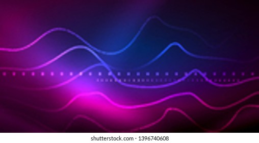 Líneas de neón fondo brillante, plantilla de tecnología vector futurista