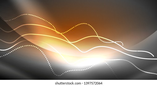 Neon lines shiny glowing background, vector futuristic techno template