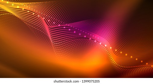 Neon lines shiny glowing background, vector futuristic techno template