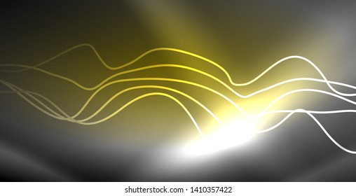 Líneas de neón fondo brillante, plantilla de tecnología vector futurista