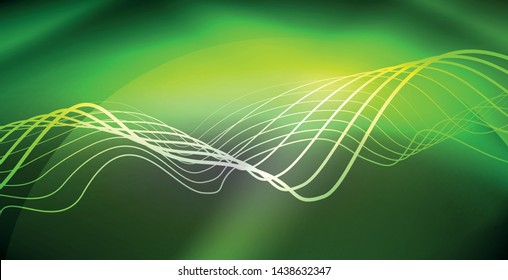 Neon lines shiny glowing background, vector futuristic techno template