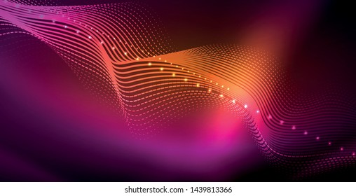 Neon lines shiny glowing background, vector futuristic techno template