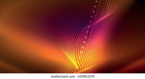 Neon lines shiny glowing background, vector futuristic techno template