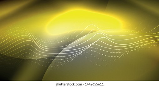 Neon lines shiny glowing background, vector futuristic techno template